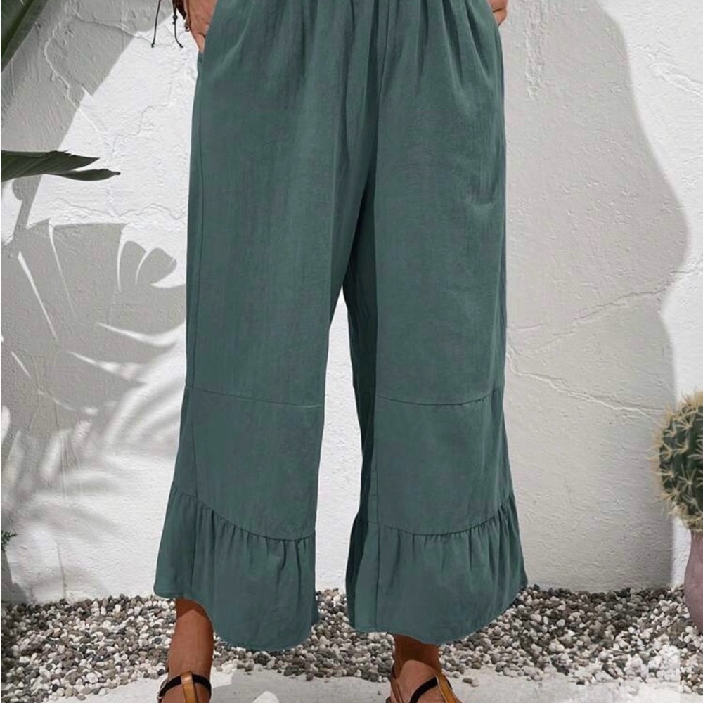 Elegant Teal Wide-Leg Pants